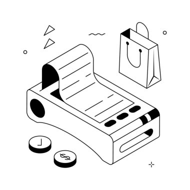 Temiz, modern bir illüstrasyon bir satış noktasını gösteriyor.