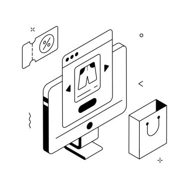 E- ticaret alışverişleri ve alışveriş işlemleri için çevrimiçi sipariş illüstrasyonu