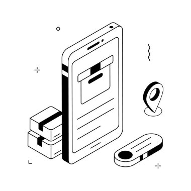 Modern çevrimiçi dağıtım izleme uygulaması izometrik çizim