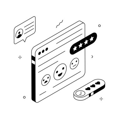 Çevrimiçi müşteri geribildirim arayüzü pozitif ve negatif reytinglerle