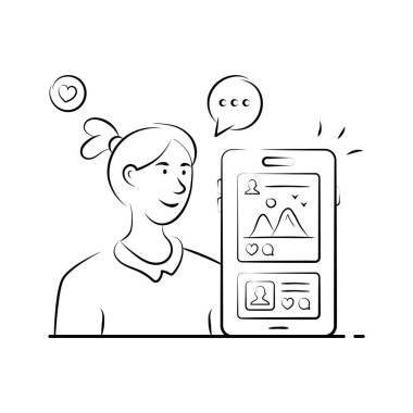 Çevrimiçi pazarlama illüstrasyonu kampanya ve sosyal tanıtımı gösteriyor.