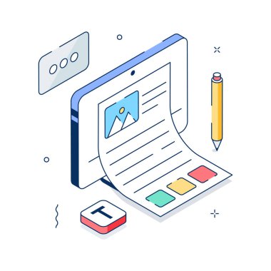 Ellerinizi bu inanılmaz izometrik blog ve içerik oluşturma simgesine koyun.