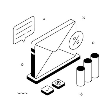 Ellerinizi bu inanılmaz e-posta pazarlama izometrik illüstrasyonuna koyun.