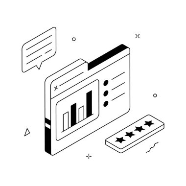 Müşteri incelemesinin bu yaratıcı izometrik simgesini alın