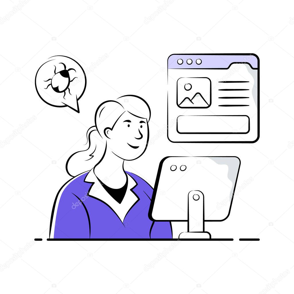Vector illustration of Developer Fixing Errors Software 840950392