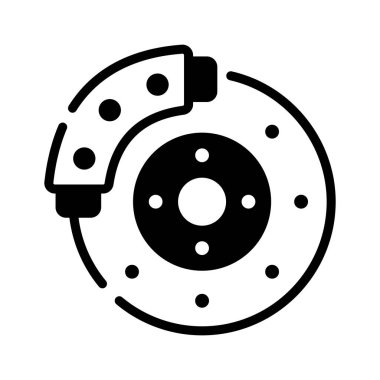 A clean, simple black line icon of a car brake disc and caliper.
