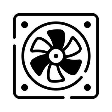 Automotive cooling fan line icon for garage, mechanic, and repair.