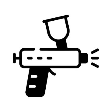Simple, black line art icon of a spray paint can.