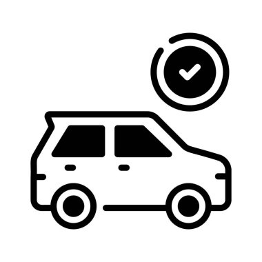 Approved Car Vector Icon for Auto Service and Vehicle Inspection