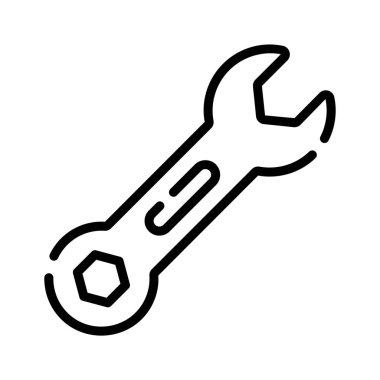 Here is modern style line icon of wrench isolated on white background