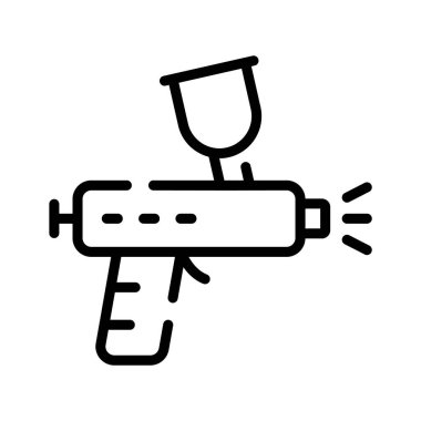 Simple, black line art icon of a spray paint can.
