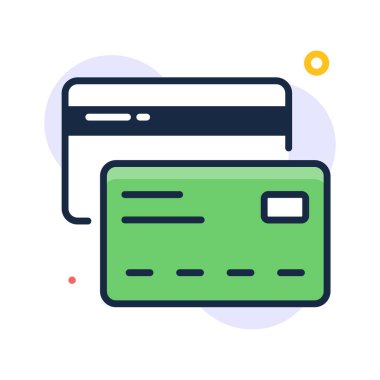 Dijital işlemleri temsil eden ve çevrimiçi alışveriş yapan ATM kartı simgesi