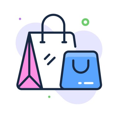 Alışveriş torbası ikonu alışverişleri, moda mağazalarını ve online alışverişi temsil ediyor.