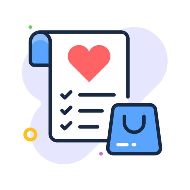 Kaydedilmiş ögeleri, alışveriş favorilerini ve ekommerce listesini temsil eden dilek listesi simgesi