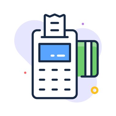 Modern düz dış hat biçiminde Pos terminal simgesi tasarımı