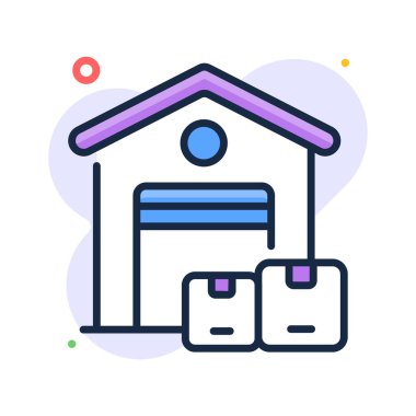 Envanter deposu, nakliye ve ecommerce lojistiği, deponun yaratıcı ikonu.