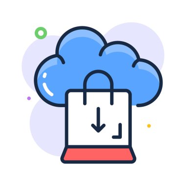 Alışveriş çantası konsepti olan bulut modern tarzda bulut alışverişi simgesi