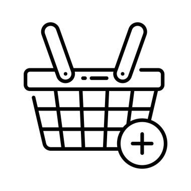 Çevrimiçi mağaza ve market alışverişlerini sembolize eden sepet simgesine ek