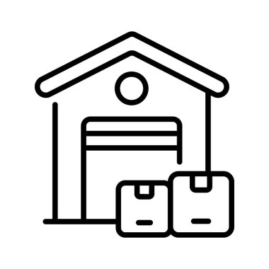 Envanter deposu, nakliye ve ecommerce lojistiği, deponun yaratıcı ikonu.