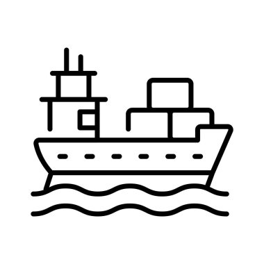 Kargo gemisi simgesi küresel teslimat, ekommerce nakliyesi ve lojistiği temsil ediyor