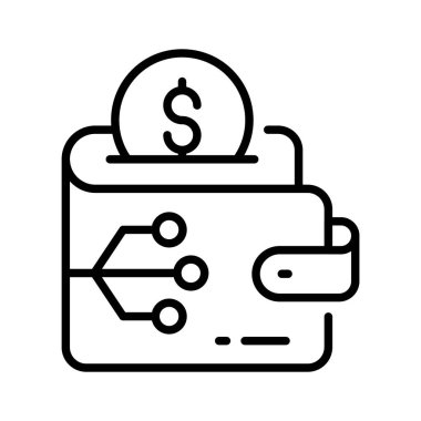 Para depolama, finans ve ecommerce alışverişini temsil eden dijital cüzdan simgesi