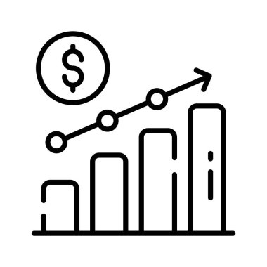 Kar grafiği simgesi ekommerce büyümesini, satış verilerini ve analitiği temsil ediyor