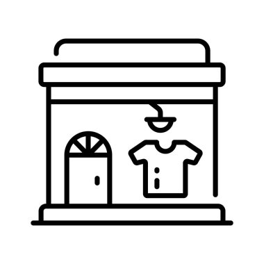 Giyim mağazası simgesi kıyafet, moda perakende ve ecommerce mağazalarını sembolize ediyor