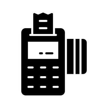 Modern düz dış hat biçiminde Pos terminal simgesi tasarımı