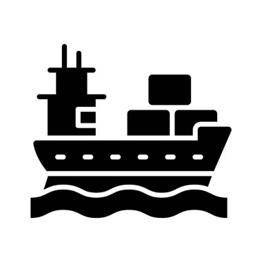 Kargo gemisi simgesi küresel teslimat, ekommerce nakliyesi ve lojistiği temsil ediyor