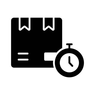 Sipariş zamanlamasını, paket teslimatını ve lojistiği temsil eden dağıtım zamanı simgesi