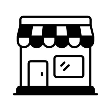 Mağaza inşa ikonu perakende, ecommerce ve pazar yerlerini sembolize ediyor