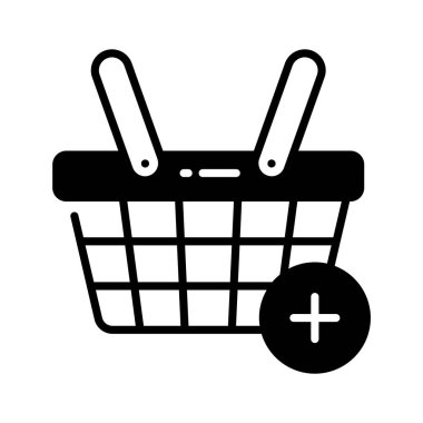 Çevrimiçi mağaza ve market alışverişlerini sembolize eden sepet simgesine ek