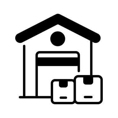 Envanter deposu, nakliye ve ecommerce lojistiği, deponun yaratıcı ikonu.