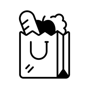 Gıda, perakende ve ecommerce ürün alışverişini temsil eden market ikonu