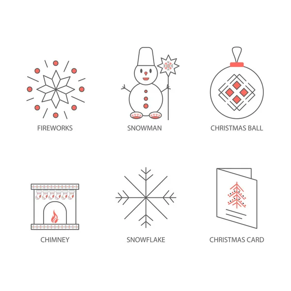 Set di icone vettoriali di Natale contorno. Icone di Natale contorno . — Vettoriale Stock