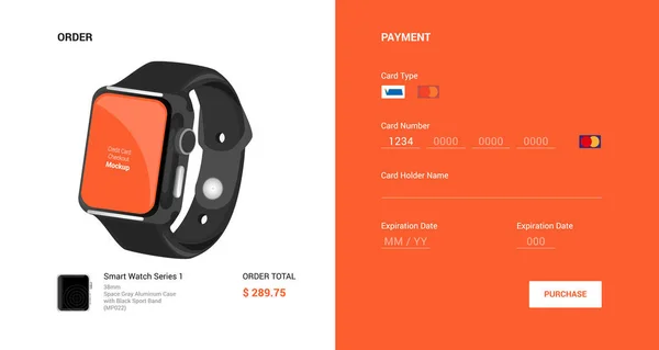 Ödeme. Ödeme. Sipariş Siyah akıllı saat. Vektör çizimi