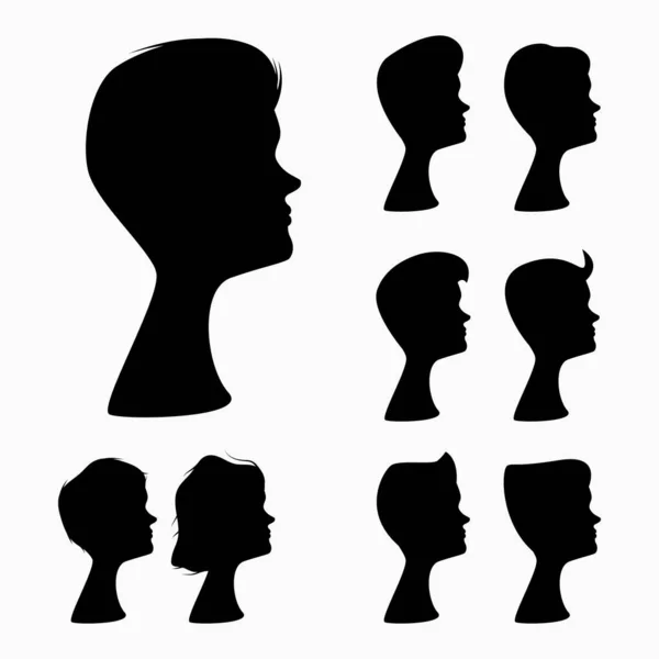 Vector Illustration Design Your Project Set Silhouettes Men Different Hairstyles — Stock Vector