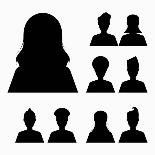 Векторный Дизайн Иллюстраций Вашего Проекта Набор Силуэтов Женщин Разных Шляпах — стоковый вектор
