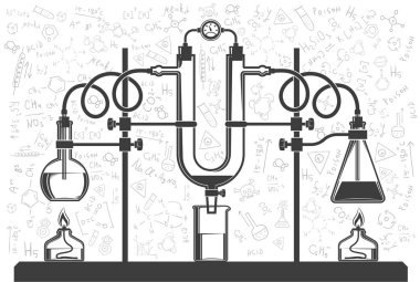 Kimyasal şişeler ve hortumlar.