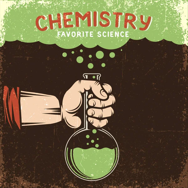 Рука Манса держит химическую начинку с зеленой жидкостью — стоковый вектор
