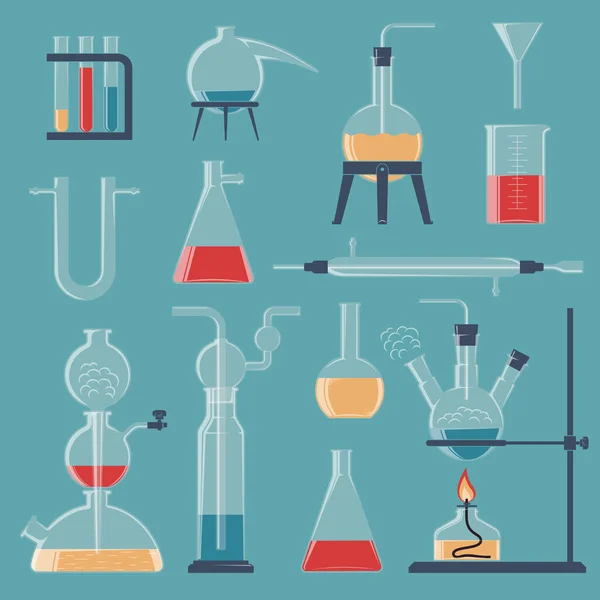 Cristalería química y dispositivos — Vector de stock