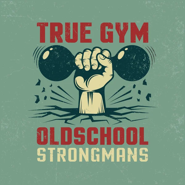 True Gym - вінтажний спортивний плакат для фітнес клубу — стоковий вектор