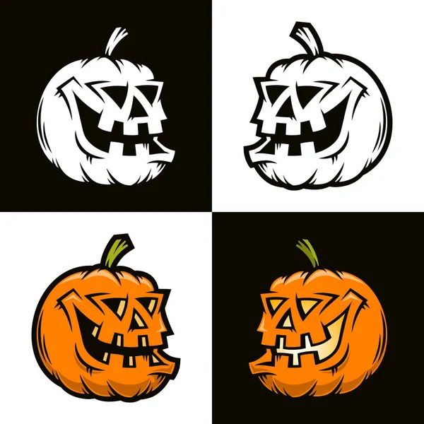 Calabaza divertida de Halloween en vista de media vuelta — Archivo Imágenes Vectoriales