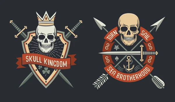 Reino e emblemas da fraternidade marítima — Vetor de Stock