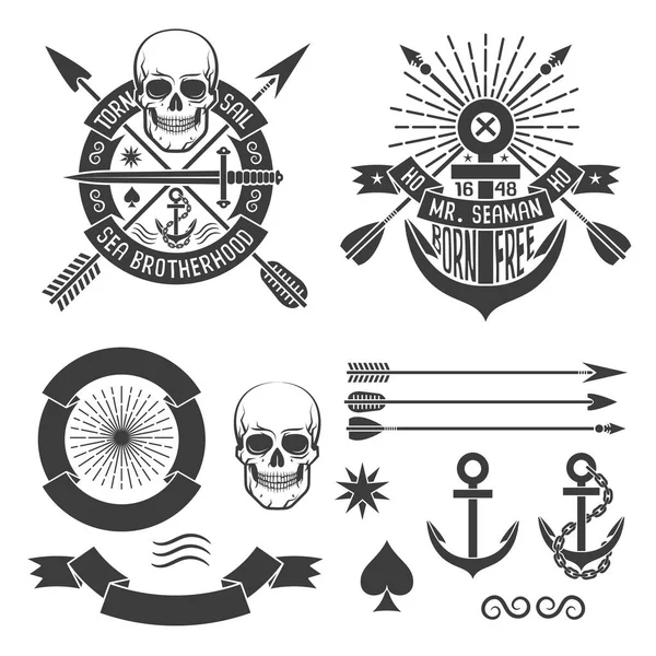 Хіпстер татуювання морської піхоти — стоковий вектор