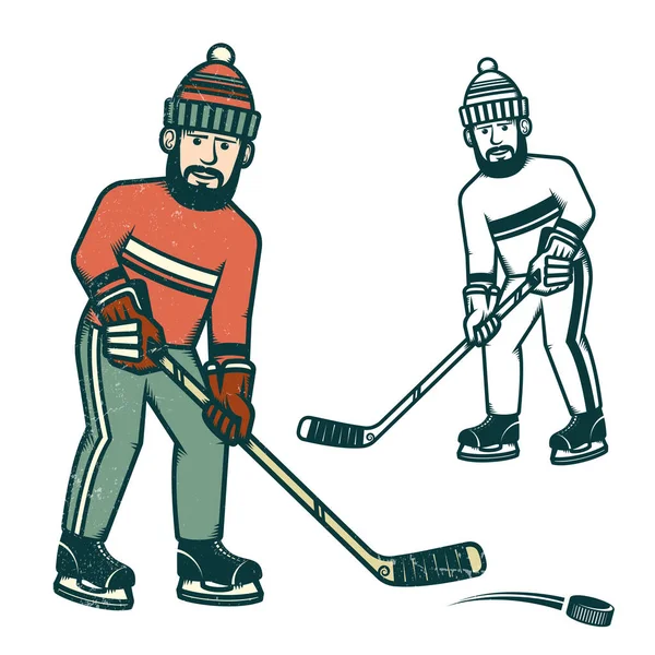 Casual hockey player — Stock Vector