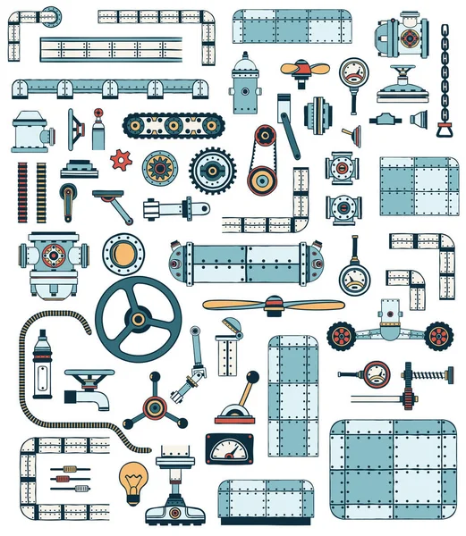Машинные элементы. Запасные части для создания технически сложных устройств — стоковый вектор