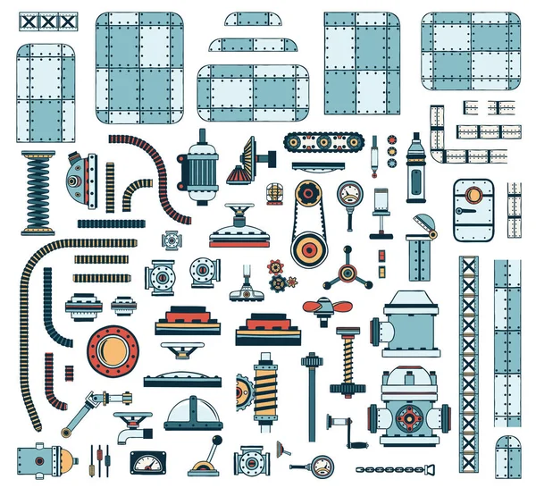 Conjunto de piezas de repuesto industriales de colores — Archivo Imágenes Vectoriales