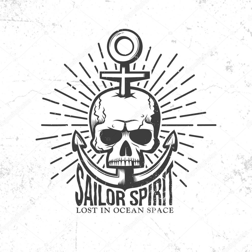 tattoo logo - a skull pierced anchor