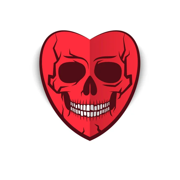 Валентинское сердце с черепом — стоковый вектор